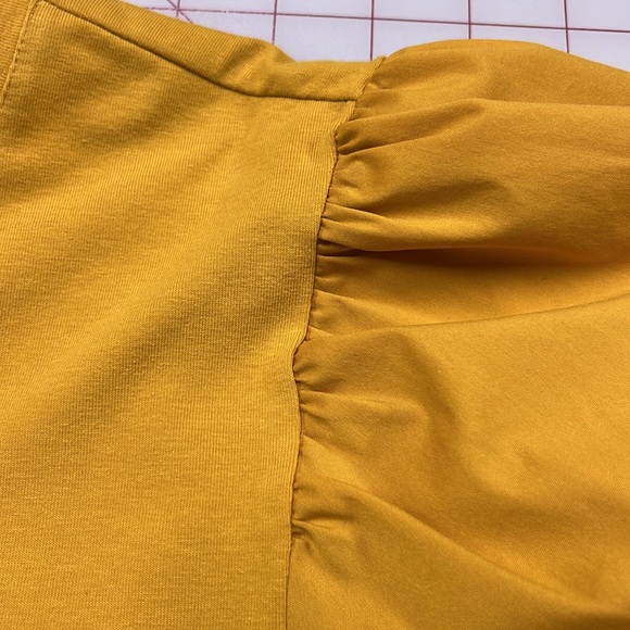 CHICO'S Cottage Coastal Smocked Puff SLV Scoop Cotton Marigold Brunch Blouse XL - Picture 9 of 16